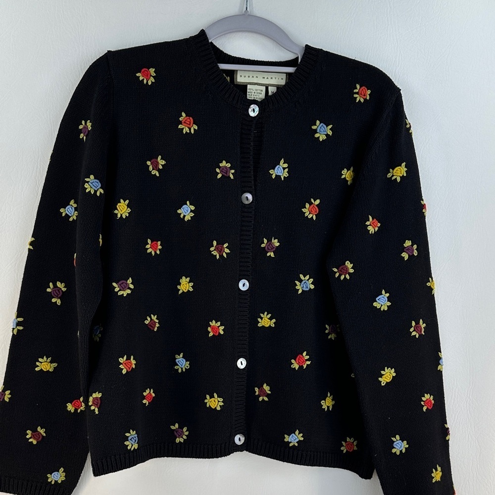 Vintage Susan Martin Cropped Floral Button Down Cardigan